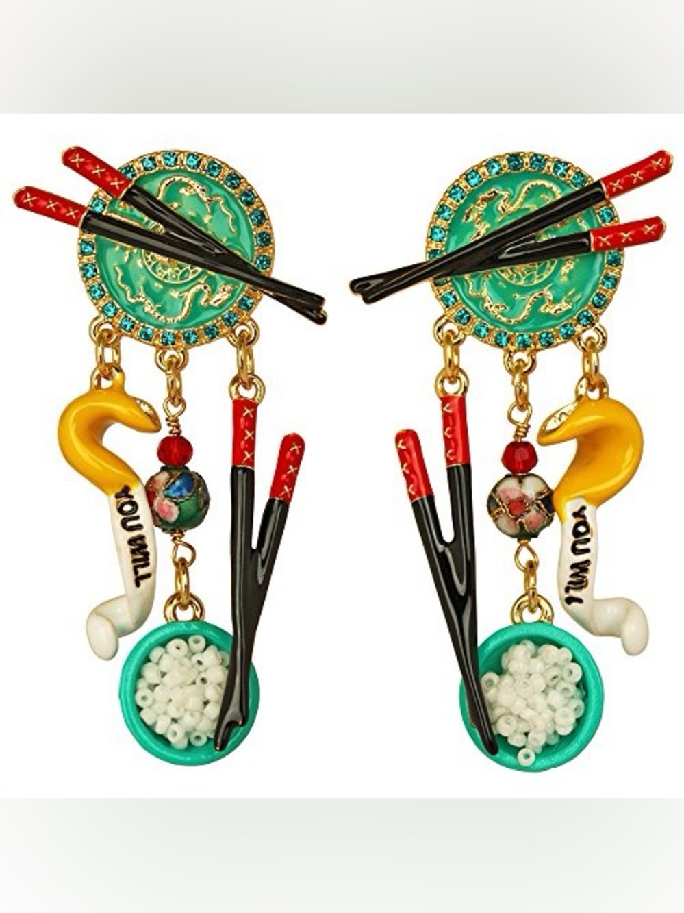 Unique Chinese takeout dangle earrings by lunch at the ritz